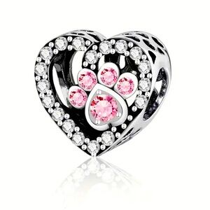 Dog bone heart and crystal charm for bracelet or necklace NWT